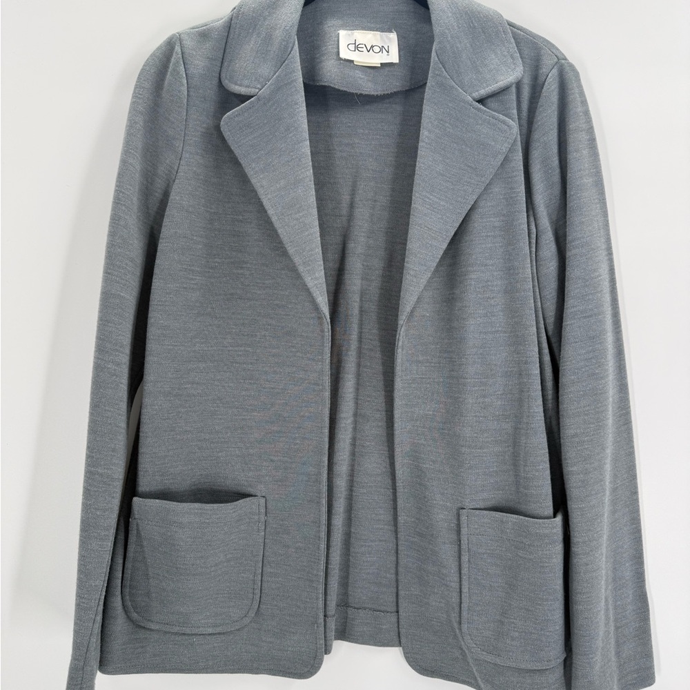 Vintage Devon Gray Knit Blazer Jacket Made in USA Size 12